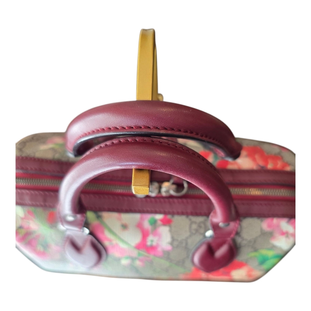 🚫SOLD‼️GUCCI🚫 GG Supreme Monogram Blooms Small Top Handle Bag in Antique Rose - Picture 7 of 13